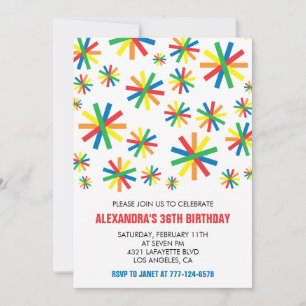 Invitaciones de cumpleaños 36 simples Confeti