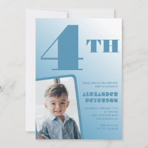 Invitaciones de cumpleaños 4º con gradiente azul F