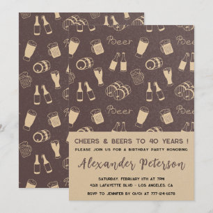 invitaciones de cumpleaños 40 hombres patrón de ce