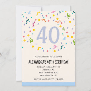 invitaciones de cumpleaños 40 modernos Confeti