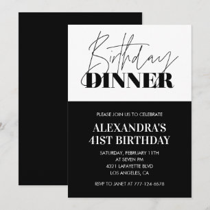Invitaciones de cumpleaños 41 Black White para Cen