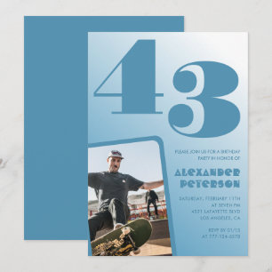 Invitaciones de cumpleaños 43 con gradiente de fot