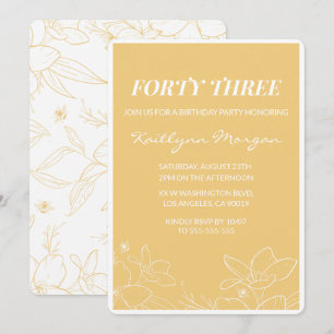 Invitaciones de cumpleaños 43 Floral Modernas Amar