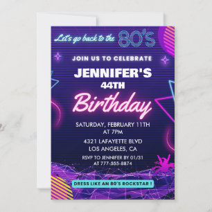 invitaciones de cumpleaños 44 Back To The 80s Part