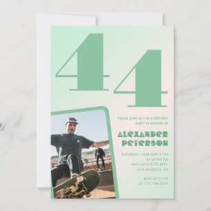 Invitaciones de cumpleaños 44 con gradiente verde 