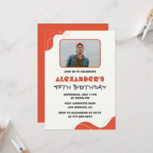 invitaciones de cumpleaños 45 hombres rojas simple