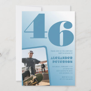 Invitaciones de cumpleaños 46 hombre gradiente azu