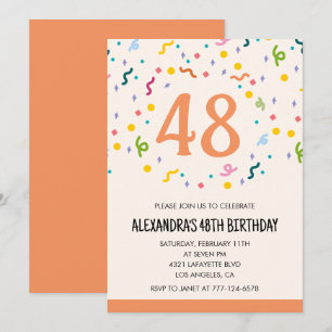 Invitaciones de cumpleaños 48 simples Confetti Mod