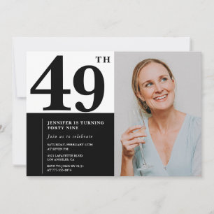 Invitaciones de cumpleaños 49ª foto blanca negra