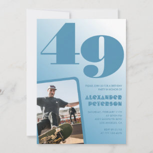 Invitaciones de cumpleaños 49 con gradiente azul H