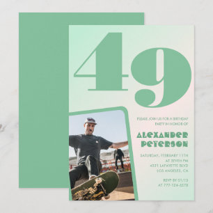 invitaciones de cumpleaños 49 con gradiente verde 