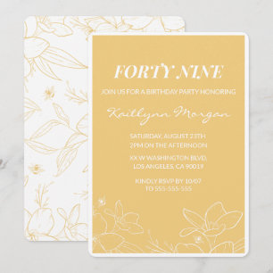 invitaciones de cumpleaños 49 Floral Modern Yellow