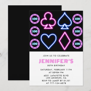 invitaciones de cumpleaños 50 Casino tema Chica de