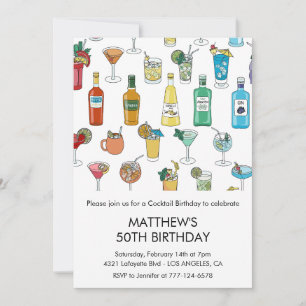 invitaciones de cumpleaños 50 Cocktail Contemporán