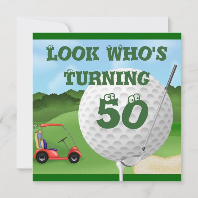 Invitaciones de cumpleaños 50 de Fun Golf (Anverso)
