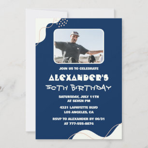 invitaciones de cumpleaños 50 hombres foto simple 
