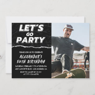 invitaciones de cumpleaños 50 hombres negro foto