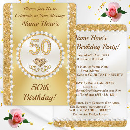 Invitaciones de cumpleaños 50 para sus plantillas,