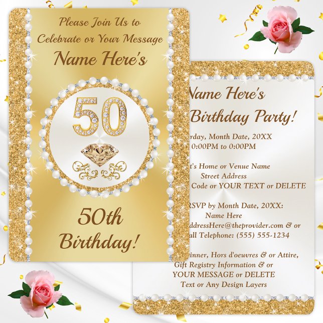 Invitaciones de cumpleaños 50 para sus plantillas, (Subido por el creador)