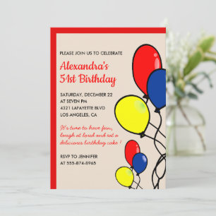invitaciones de cumpleaños 51 globos sencillos