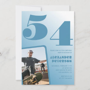 Invitaciones de cumpleaños 54 con gradiente azul H