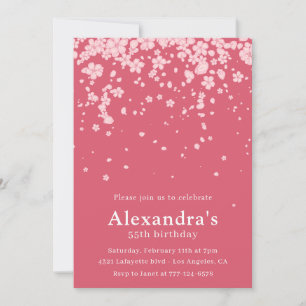 Invitaciones de cumpleaños 55 Boho Floral rosadas