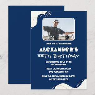 invitaciones de cumpleaños 55 hombres foto simple 