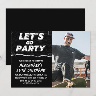 invitaciones de cumpleaños 55 hombres negras con f