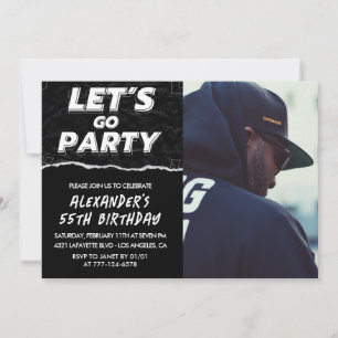 invitaciones de cumpleaños 55 hombres negro foto