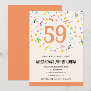 Invitaciones de cumpleaños 59 Simple Confetti Mode