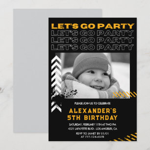 Invitaciones de cumpleaños 5 años chico negro Foto