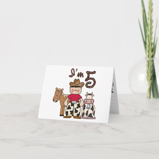 Invitaciones de cumpleaños 5 de Cowboy (Anverso)