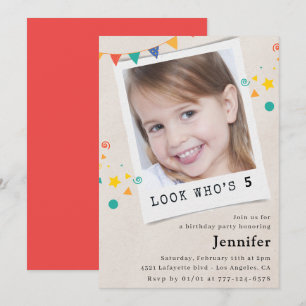 Invitaciones de cumpleaños 5 simples para niña con