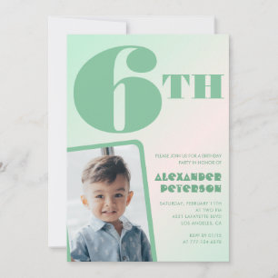 Invitaciones de cumpleaños 6º niño gradiente verde