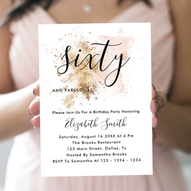 Invitaciones de cumpleaños 60 a Pink And Gold (Subido por el creador)