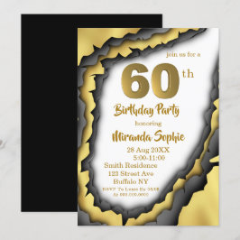 Invitaciones de cumpleaños 60 de Black and Gold Ag