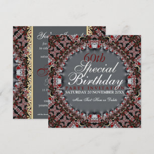 Invitaciones de cumpleaños 60 de Red Batik Diamond