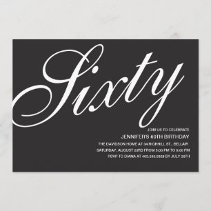 Invitaciones de cumpleaños 60 en blanco y negro