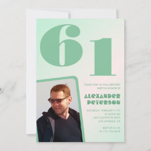 invitaciones de cumpleaños 61 con gradiente verde