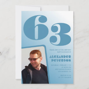 Invitaciones de cumpleaños 63 con gradiente azul H