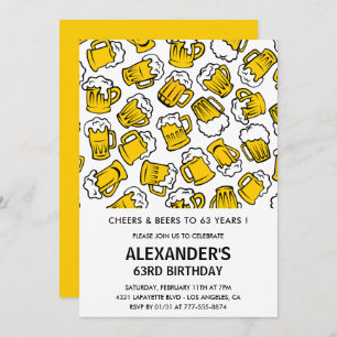 Invitaciones de cumpleaños 63 Hombres Saludos y Ce