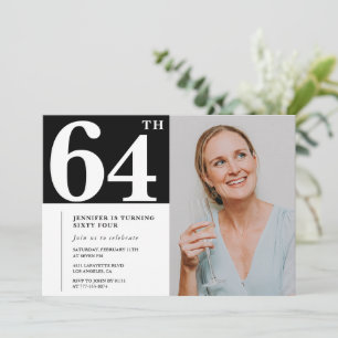 Invitaciones de cumpleaños 64ª foto en blanco y ne