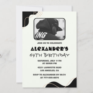 Invitaciones de cumpleaños 69 negras Hombres Foto 