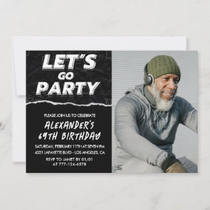 Invitaciones de cumpleaños 69 negras para hombres 
