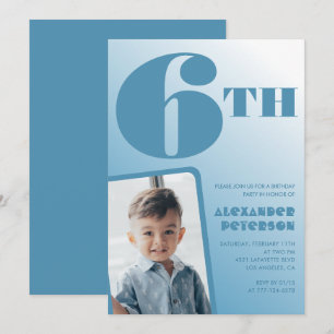 Invitaciones de cumpleaños 6 con gradiente azul Fo