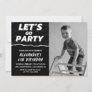 Invitaciones de cumpleaños 6 negro Niño Foto 