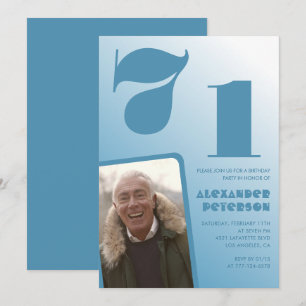 Invitaciones de cumpleaños 71 con gradiente de fot