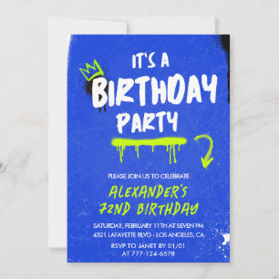 invitaciones de cumpleaños 72 hombres Graffiti pin