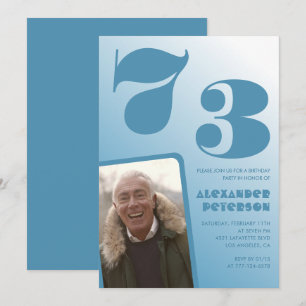 Invitaciones de cumpleaños 73 con gradiente de fot