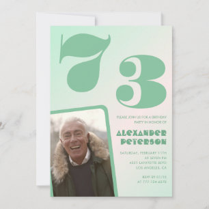 Invitaciones de cumpleaños 73 con gradiente verde